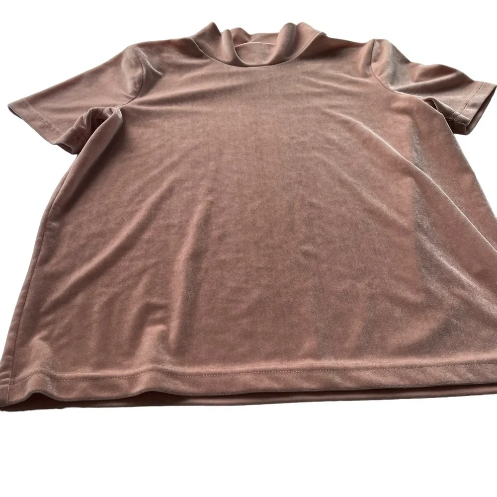Madewell Velvet Mock neck tee Top Pink Size XSmall Blush Peach Workwear